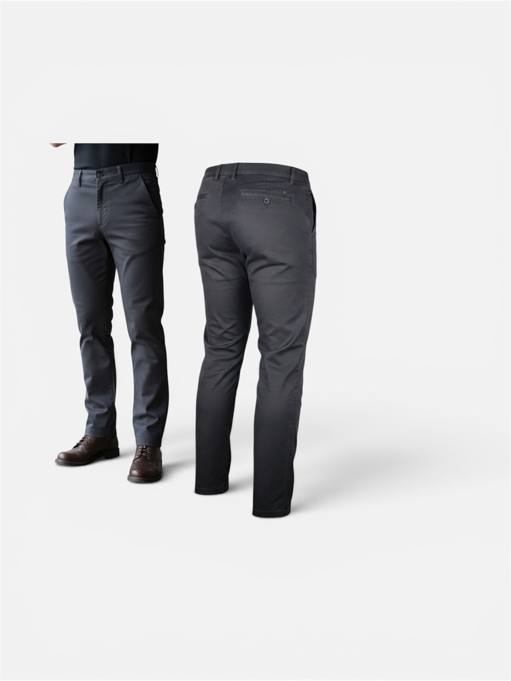 Men's Slim Straight Cotton Pants - Black 32x30
